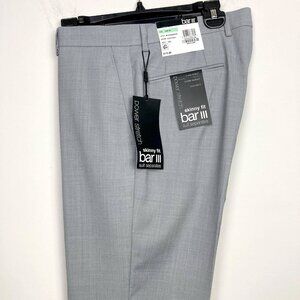 Bar III Mens Skinny-Fit Sharkskin Suit Pants Light Grey 34Wx34L E101486‎
